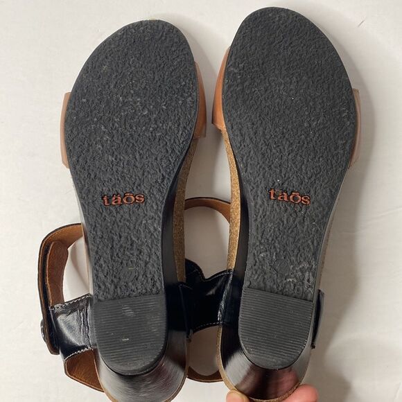 Taos  Festival Open Toe  Wedge Sandal Black Brown Size EU 42 - Picture 9 of 10